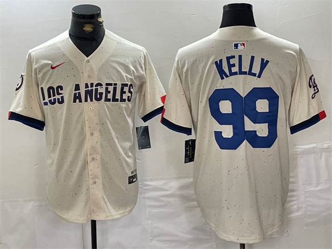 Men's Los Angeles Dodgers #99 Joe Kelly Cream Stitched Baseball Jersey